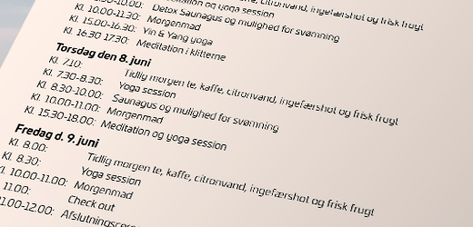 Programm für Yoga Retreats